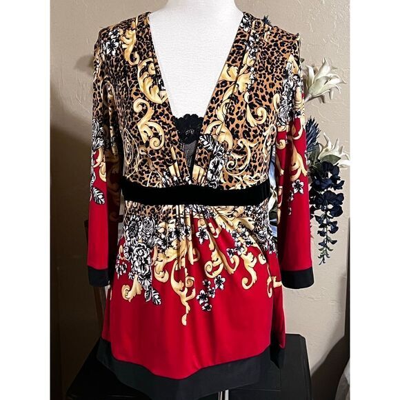 Soma Leopard Print 3/4 Sleeve Blouse Size Medium - Picture 1 of 3